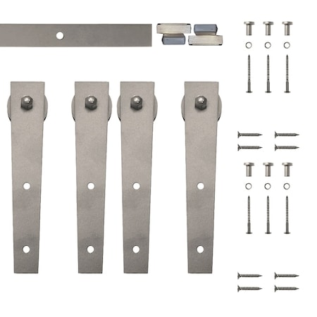 Quiet Glide Soft Close 48" Satin Nickel Wedge Mini Double Barn Door Hardware NT.1310.02.SN-48-2-SC
